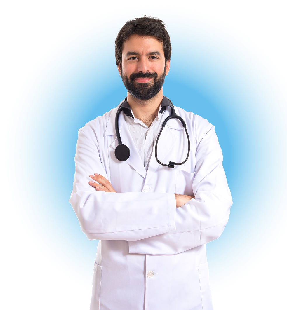 imagem de um medico de jaleco branco